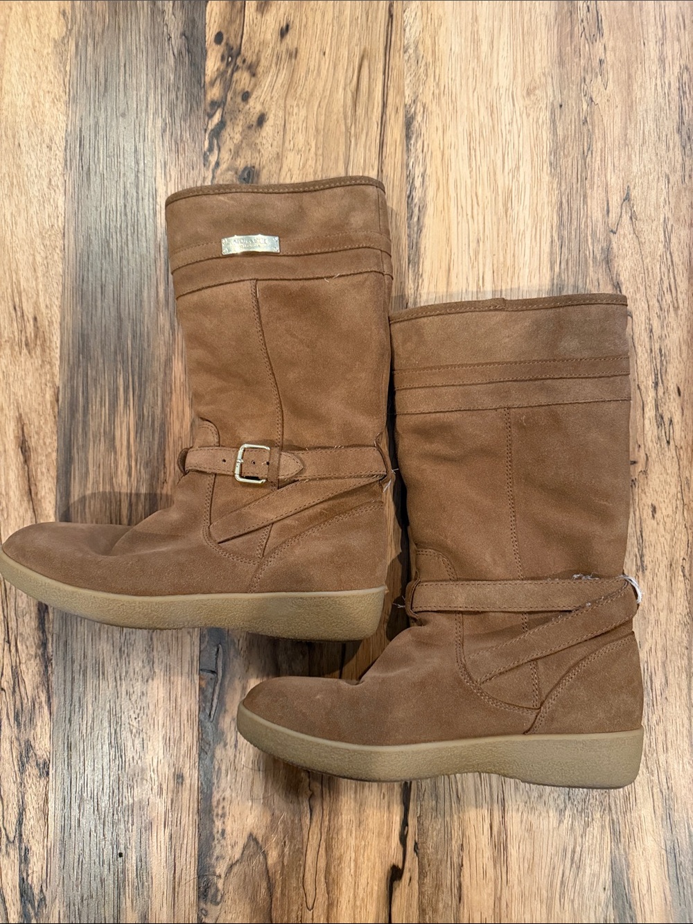 Coach Brown Suede Mid-Calf Buckle Boots